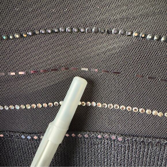 St. John Sheer Embellished Waist Evening Dress Long Sleeve Sparkly Rhinestones - Picture 8 of 15